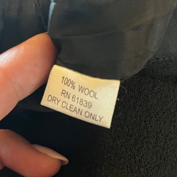 Rickie Freeman for Teri John Black Wool Sheath Dress Sleeveless Textured 4 - Picture 3 of 9